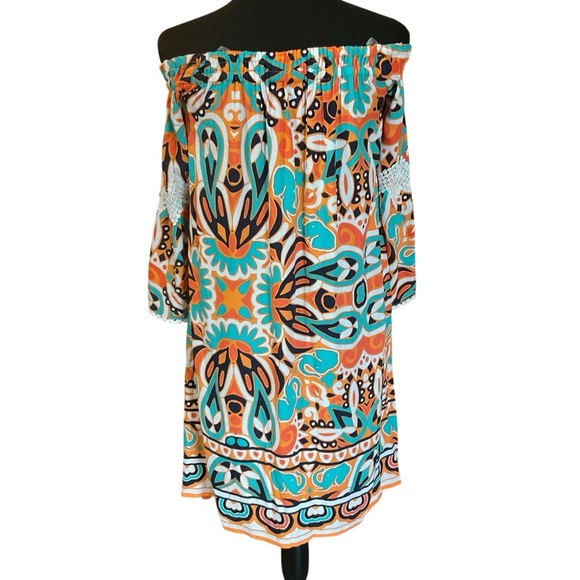 Crown & Ivy Off-Shoulder Boho Print Dress Size XS - Picture 4 of 10